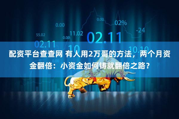 配资平台查查网 有人用2万哥的方法，两个月资金翻倍：小资金如何铸就翻倍之路？
